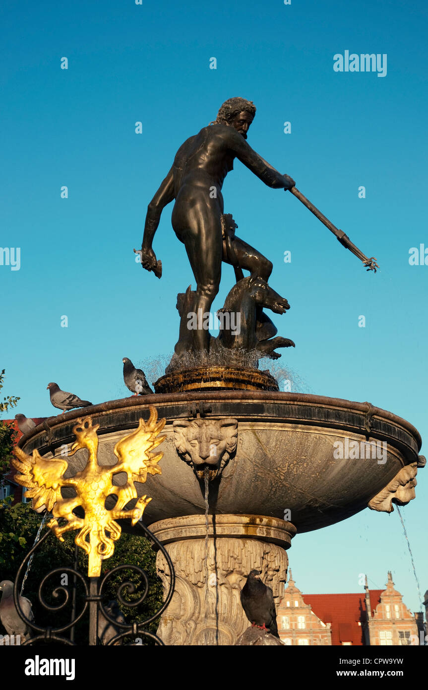 Fontaine de Neptune à Gdansk (Dantzig), Pologne Banque D'Images