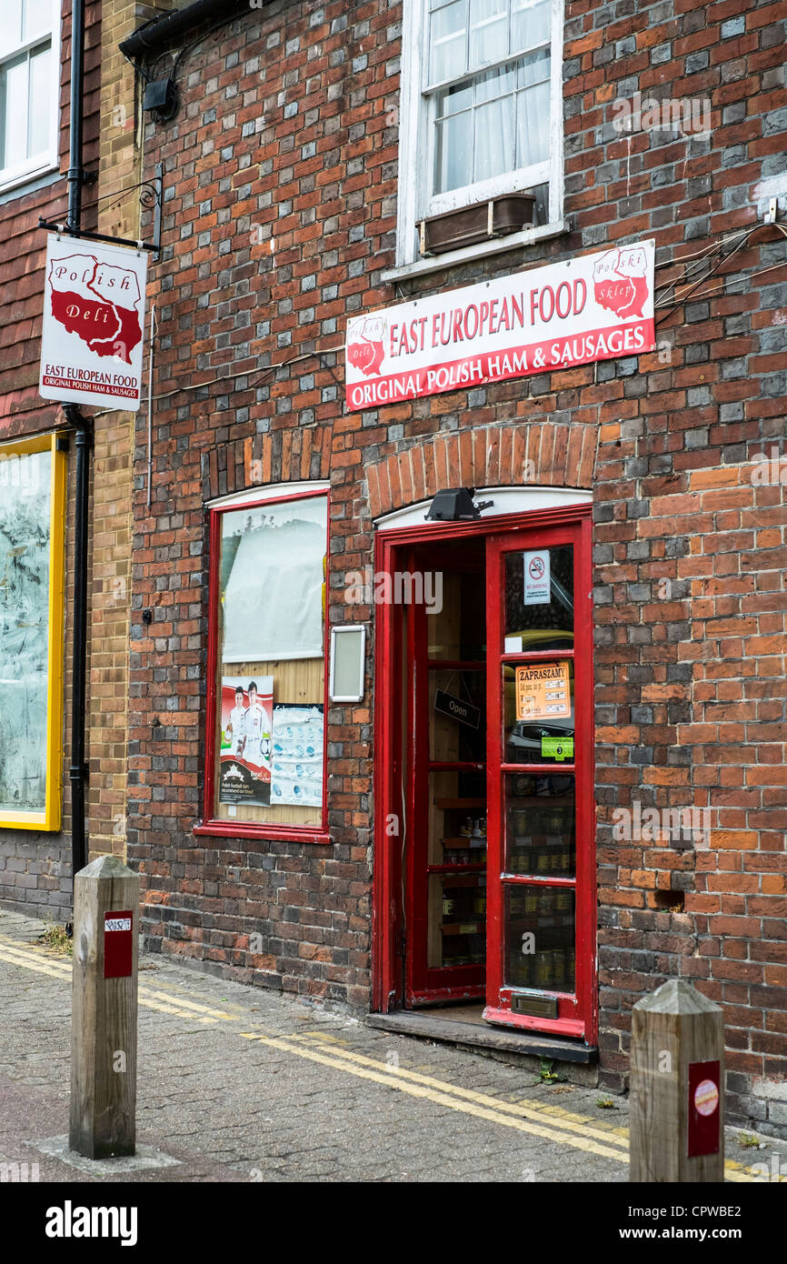 L'alimentation de l'Europe de l'Est Boutique ou magasin avec des spécialités polonaises. Banque D'Images