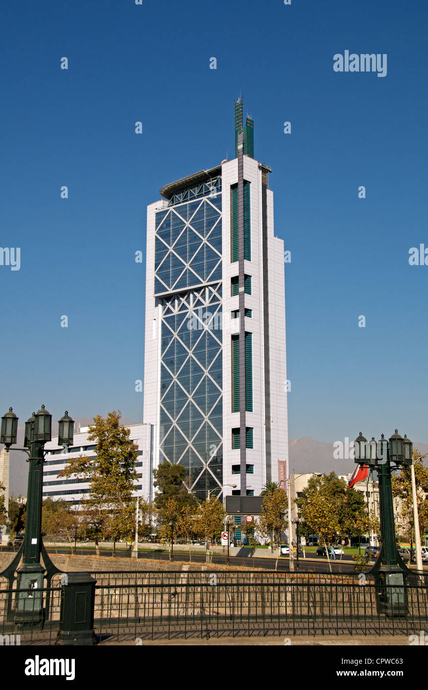 Telephonica bâtiment en forme d'un téléphone mobile Santiago Chili Banque D'Images