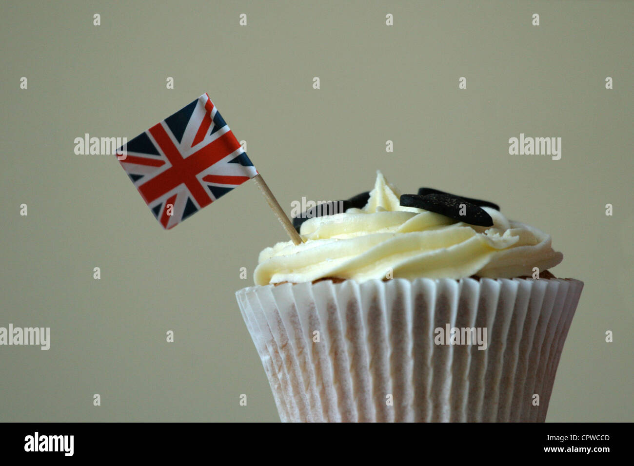 Cupcake fête avec drapeau britannique Banque D'Images