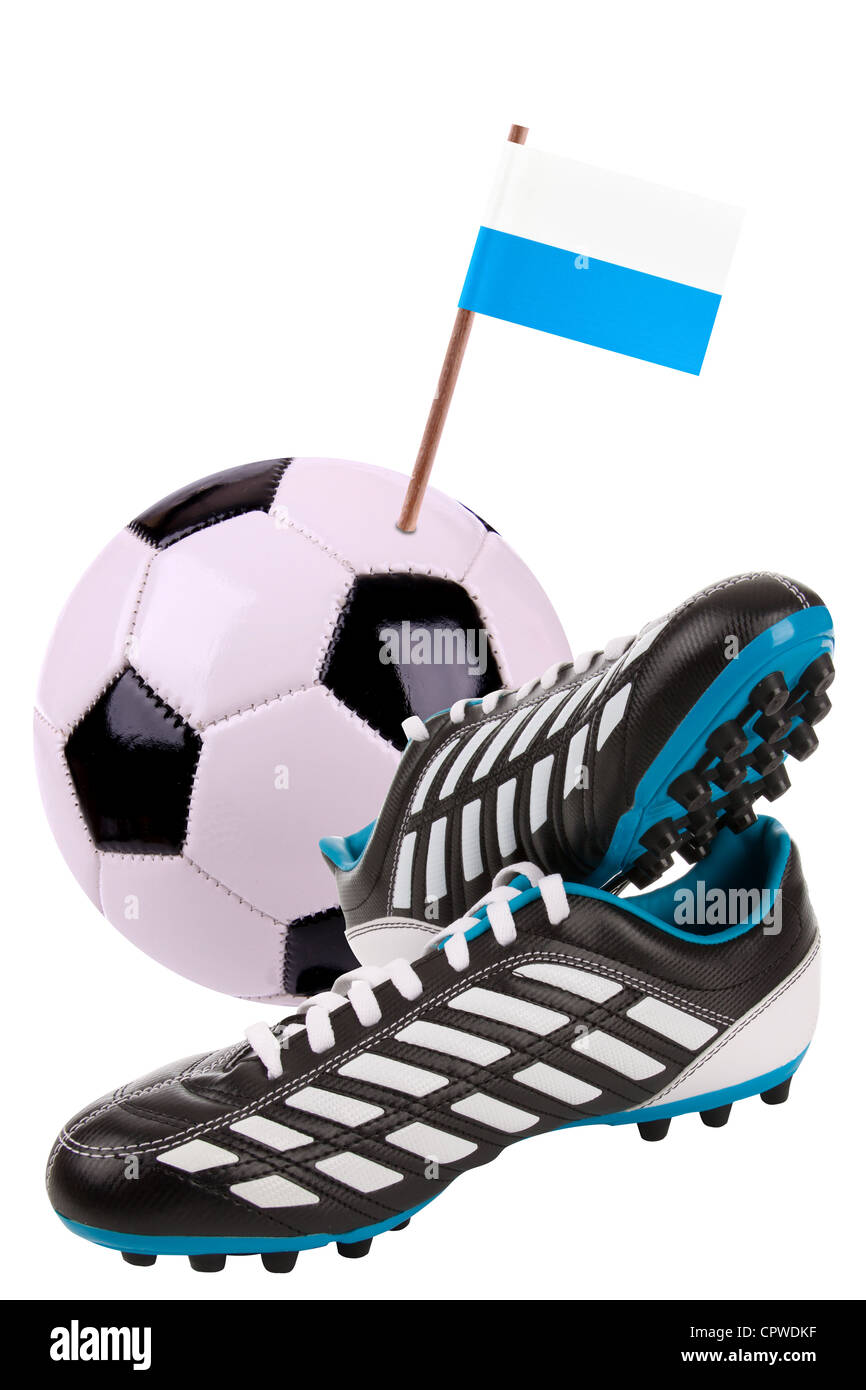 Paire de chaussures de football à crampons ou avec un petit drapeau de Saint-Marin Banque D'Images