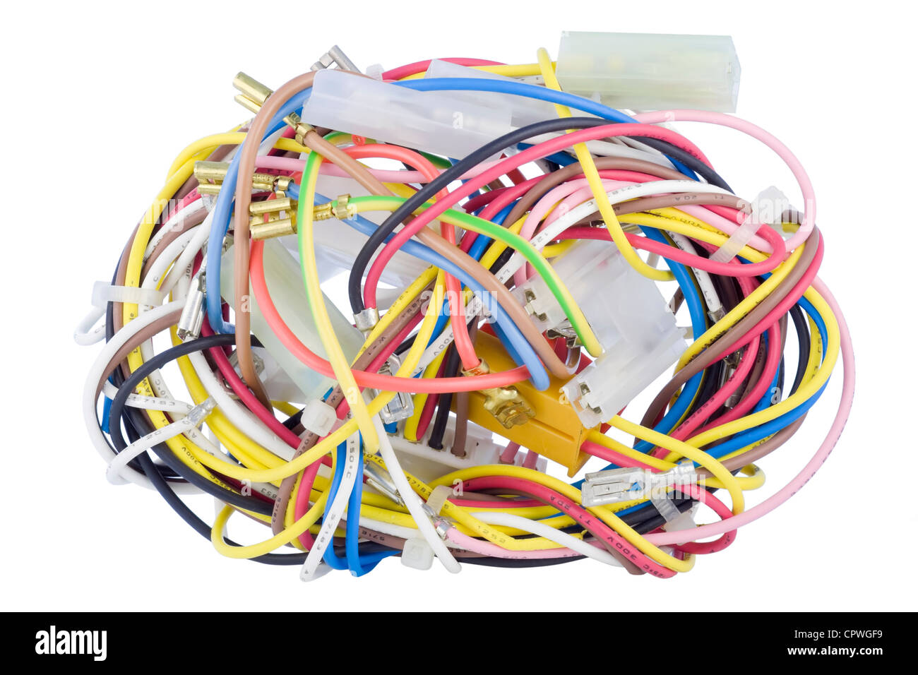 Boule de fils électriques d'alimentation, câbles et prises préparé pour le  raccordement isolé Photo Stock - Alamy