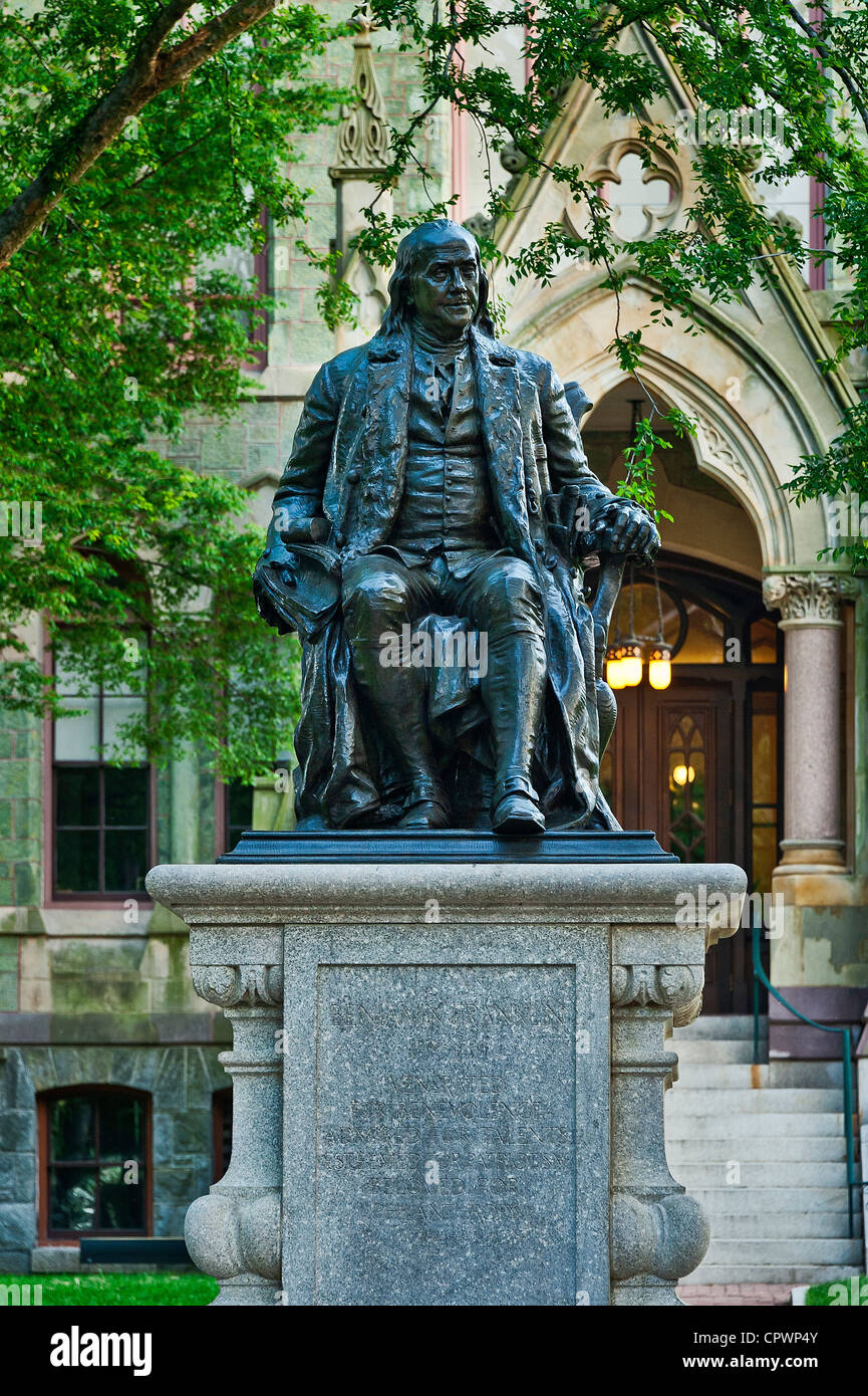 Ben Franklin la sculpture à l'université de Pennsylvanie, Philadelphie, USA Banque D'Images