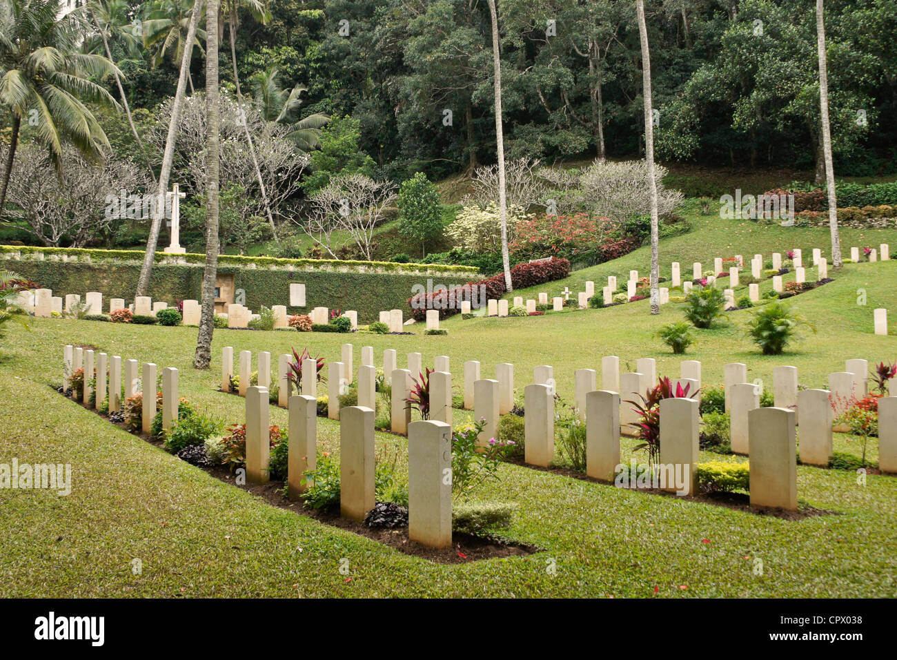 Les pierres tombales au cimetière de guerre de Kandy, Kandy, Sri Lanka Banque D'Images