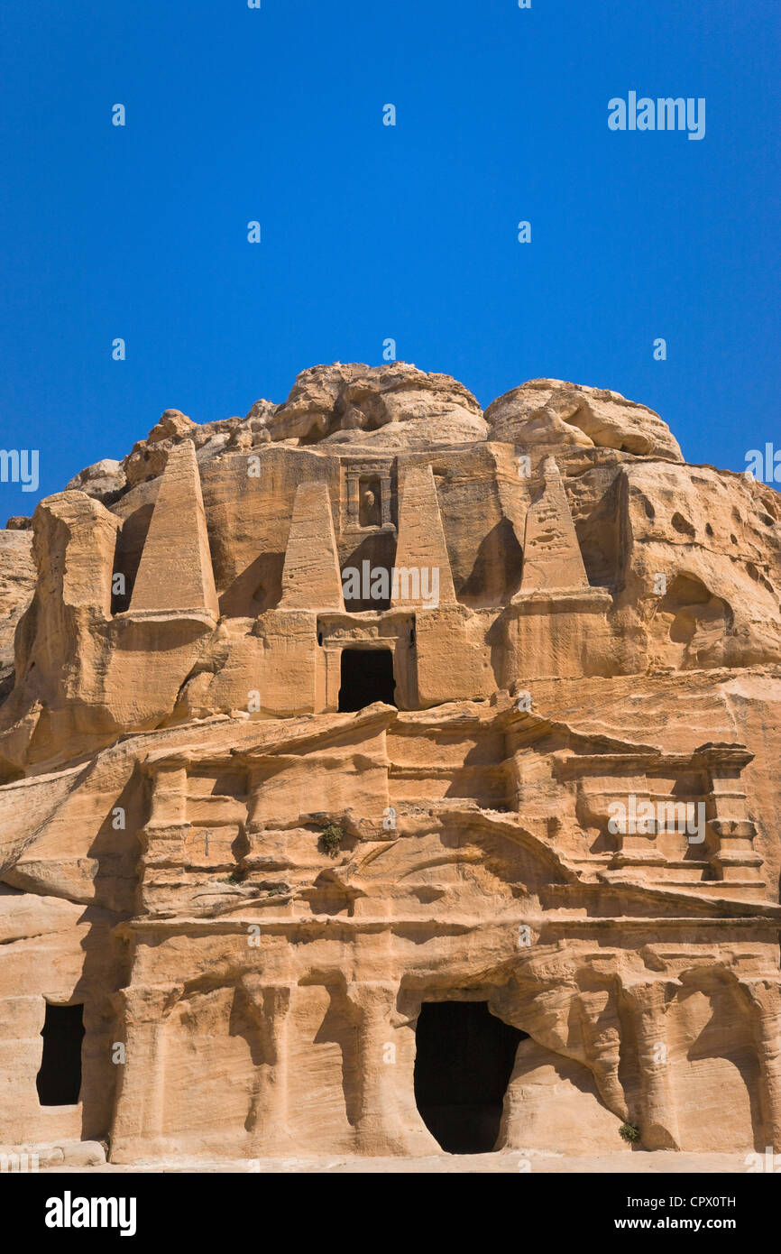 La Tombe d'obélisques, Petra, Jordanie (site du patrimoine mondial de l'UNESCO) Banque D'Images