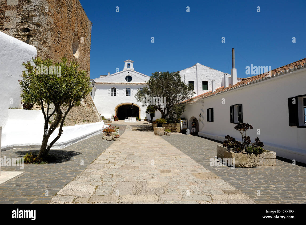 Cour sanctuaire couvent au sommet du Monte toro espagne Minorque Banque D'Images