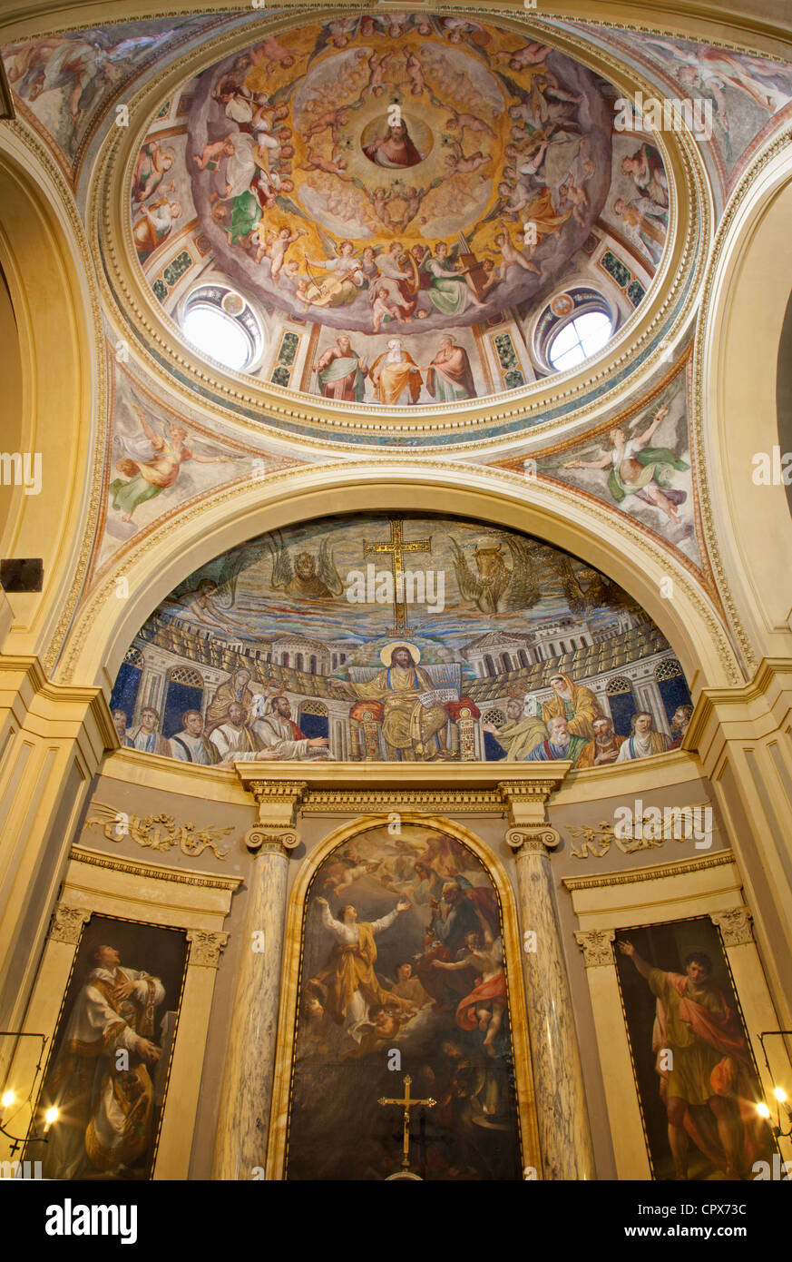 Rome - mosaïque de jésus l'enseignant de l'église de Santa Pudenziana 4e siècle, restauré au 16ème siècle - Chapelle Banque D'Images