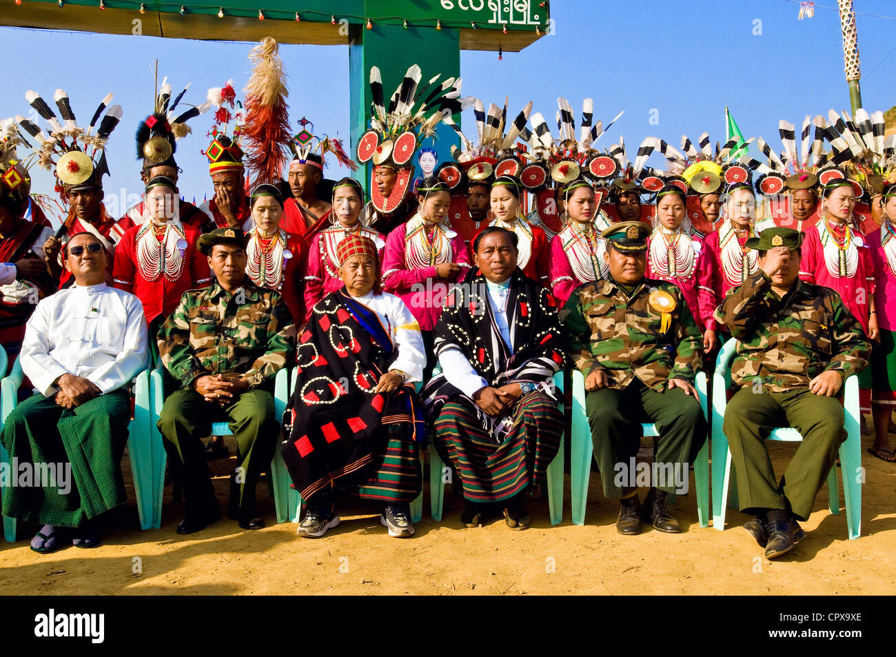 Myanmar (Birmanie), Rhône-Alpes, village de Leshi, des célébrations pour le nouvel an au cours du festival de Naga, supervisé par les militaires Banque D'Images