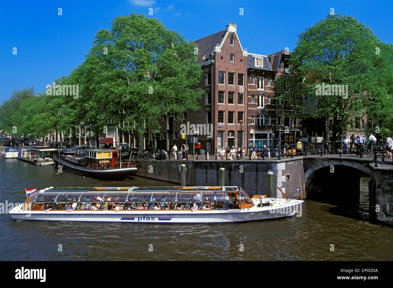 Pays-bas, Amsterdam, rivière en bateau sur le canal Banque D'Images