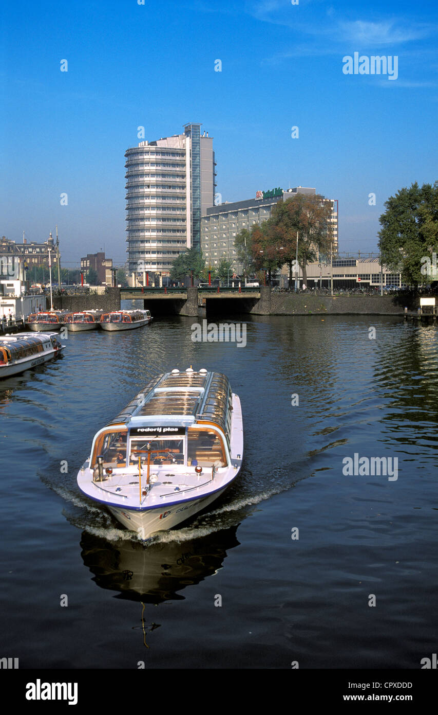 Pays-bas, Amsterdam, rivière en bateau sur le canal Banque D'Images