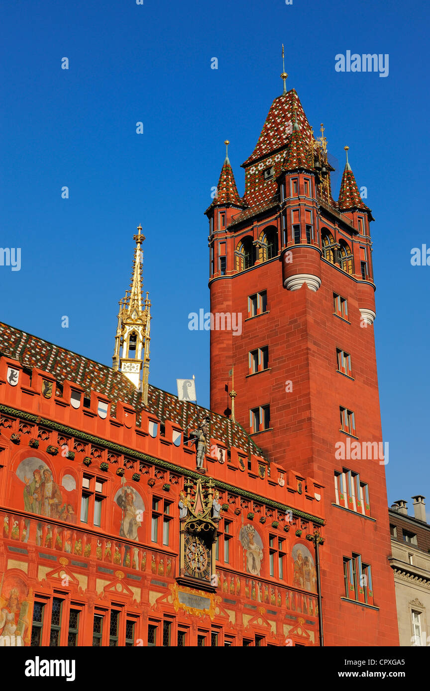 La suisse, Bâle, Marktplatz, hôtel de ville Banque D'Images