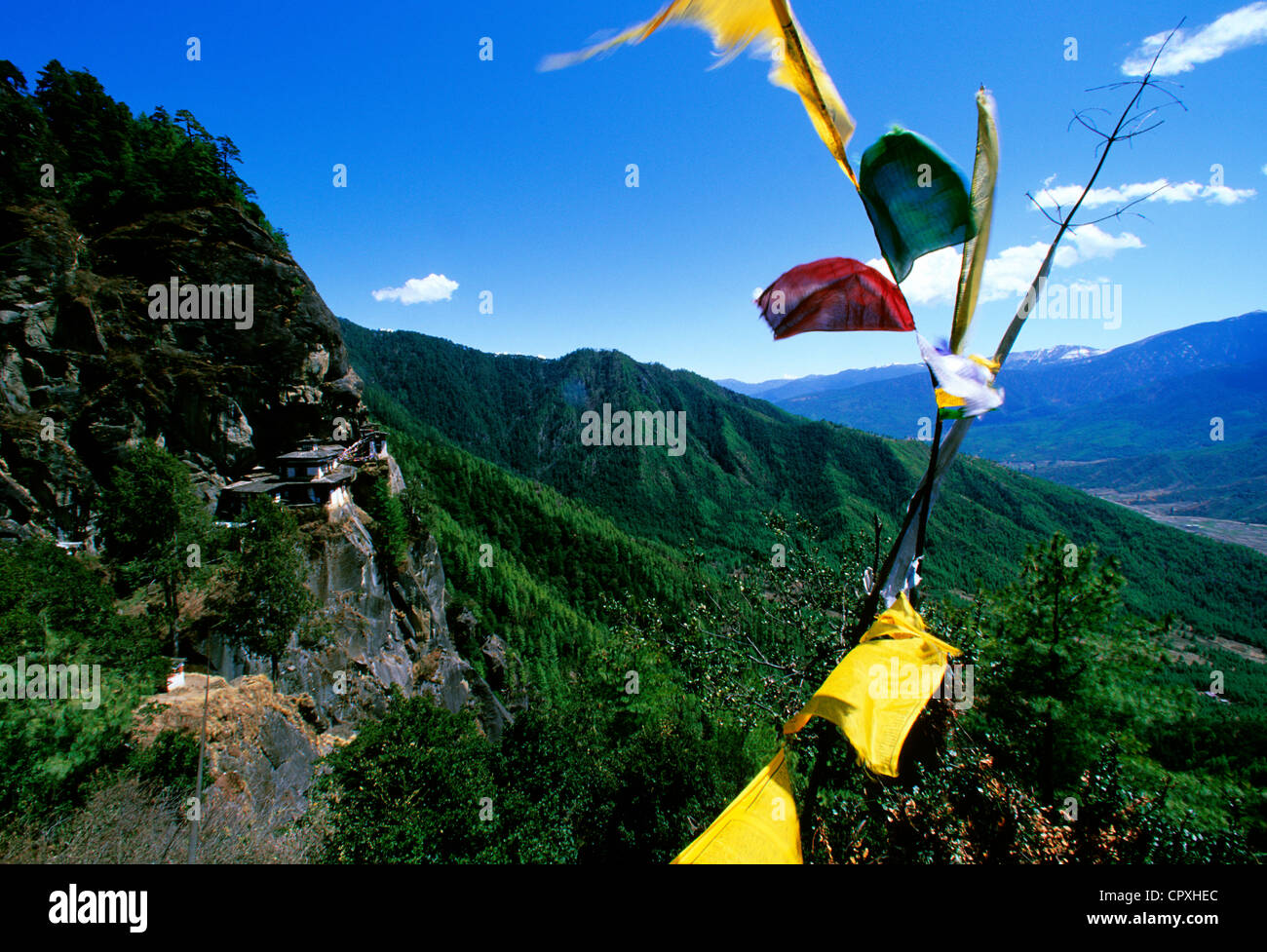 Bhoutan Paro District Taktshang Tiger Nest L'un des plus vénérés du monde himalayen lieu de pèlerinage pour avoir abrité Banque D'Images