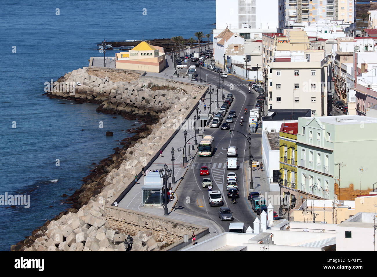 Vue aérienne de la promenade à Cadix, Espagne Banque D'Images
