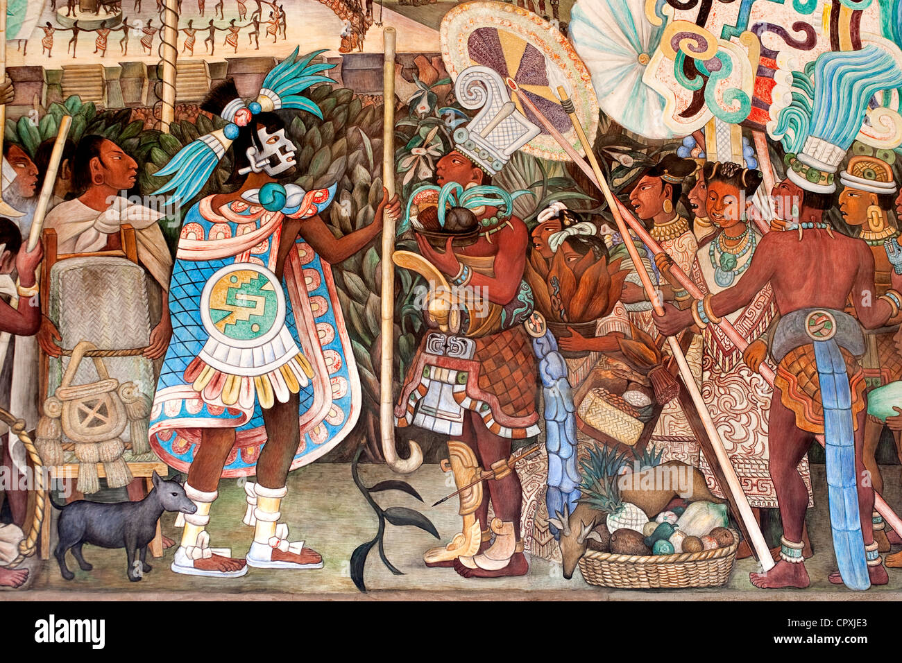 District fédéral de Mexico Mexico Palacio Nacional Palais National ot le détail des fresques de Diego Rivera Banque D'Images