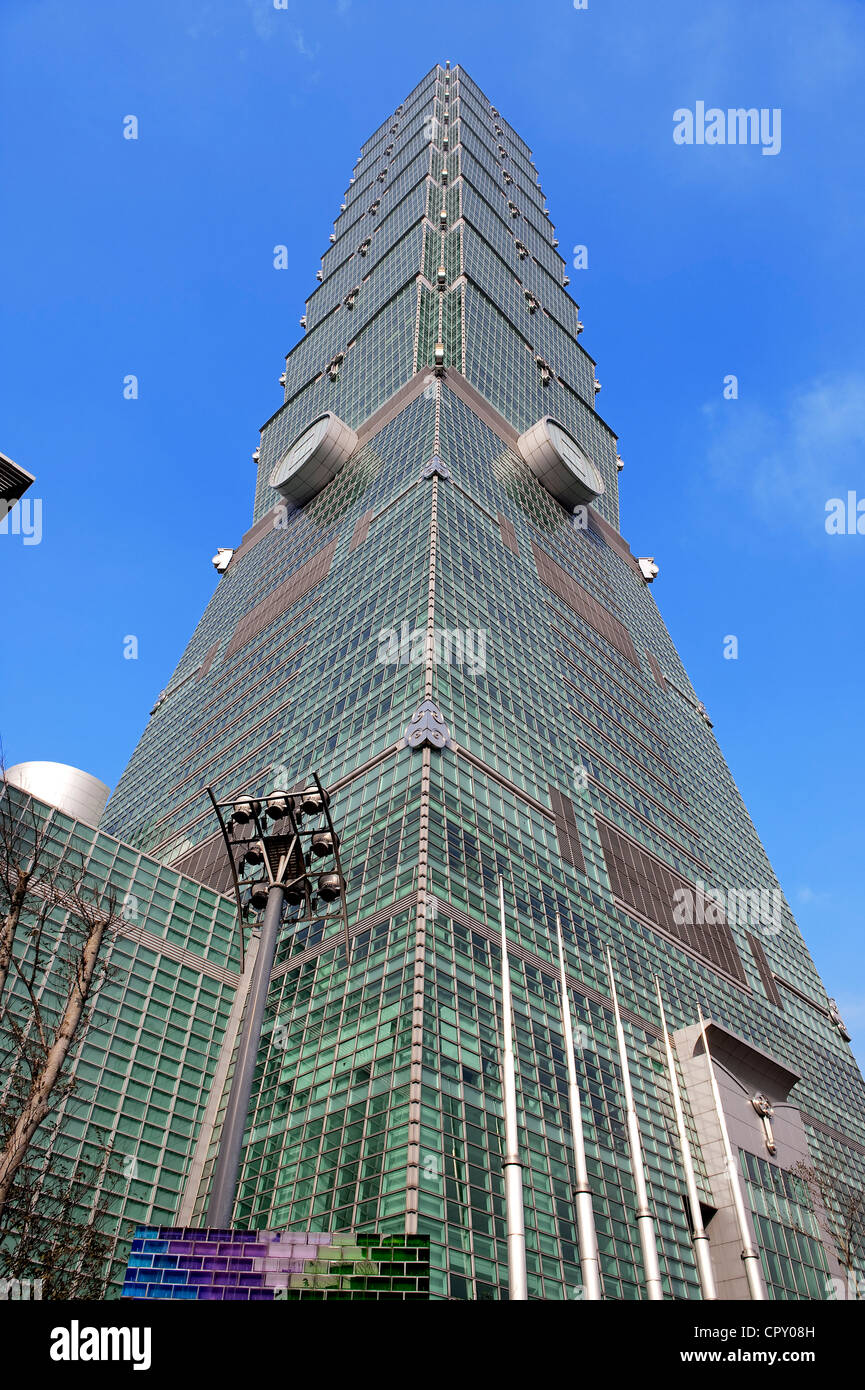 Taiwan, Taipei, Taipei 101 Tower, l'une des plus hautes tours du monde par l'architecte société CY Lee et architectes partenaires Banque D'Images