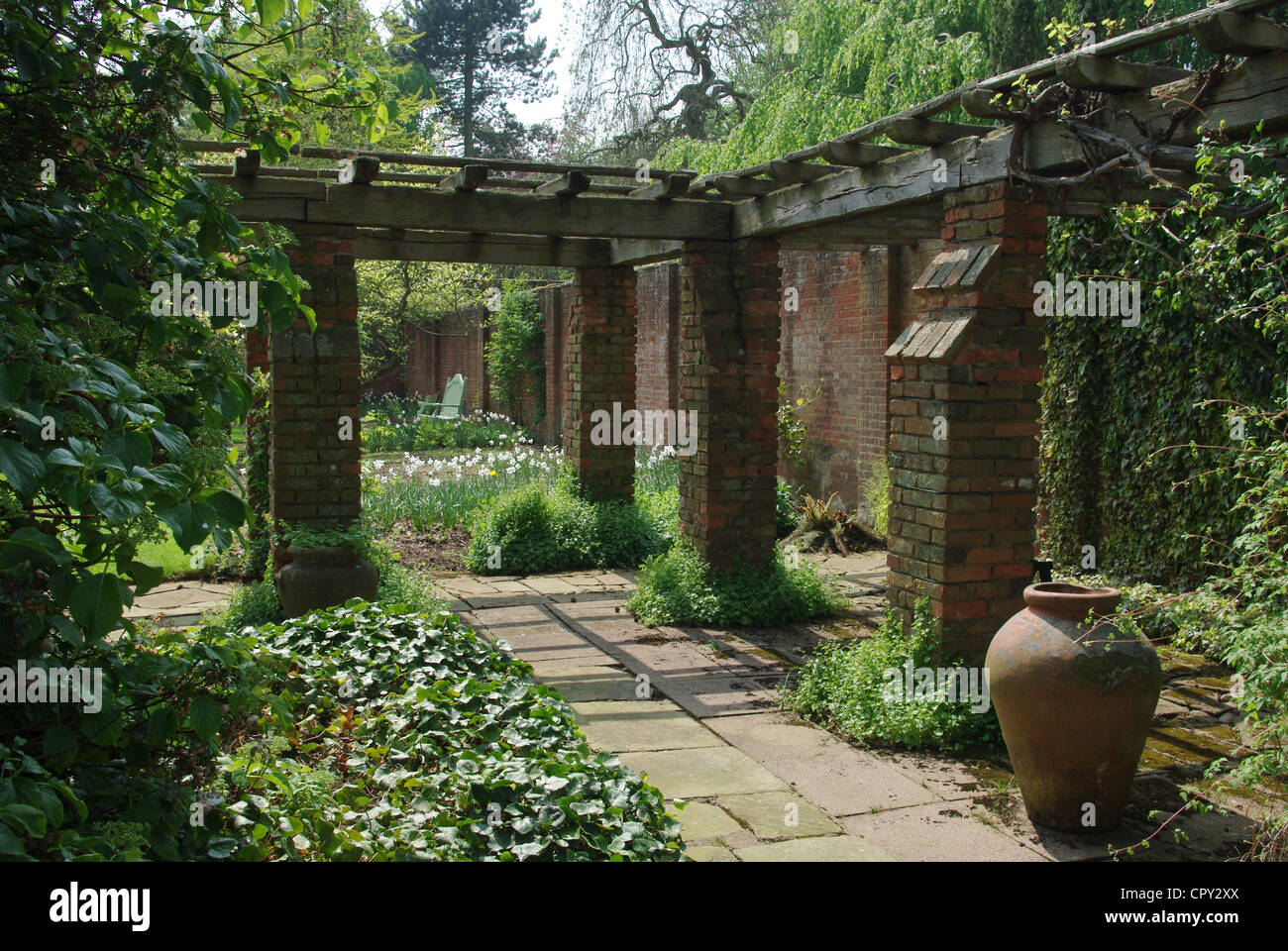 Jardin de la Cour à Cottesbrooke Hall, Northamptonshire Banque D'Images