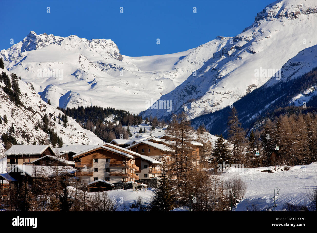 France, Savoie, Maurienne, Massif de la Vanoise, Val Cenis Lanslevillard, Station Banque D'Images