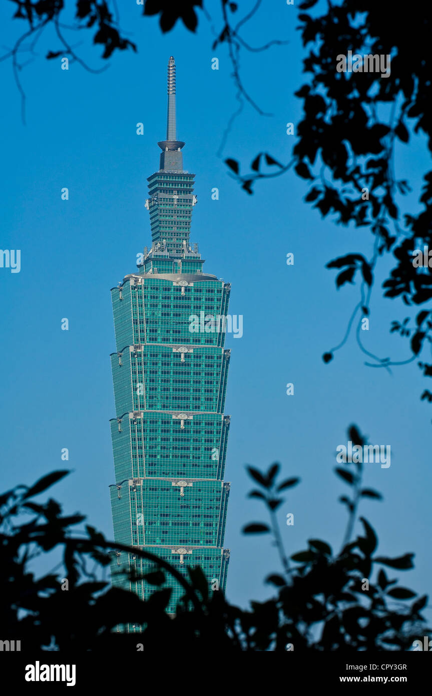 Taipei Taiwan Taipei 101 Tower 508 m hauteur de l'une des plus hautes tours au monde par l'architecte société CY Lee Architectes Partenaire vu Banque D'Images