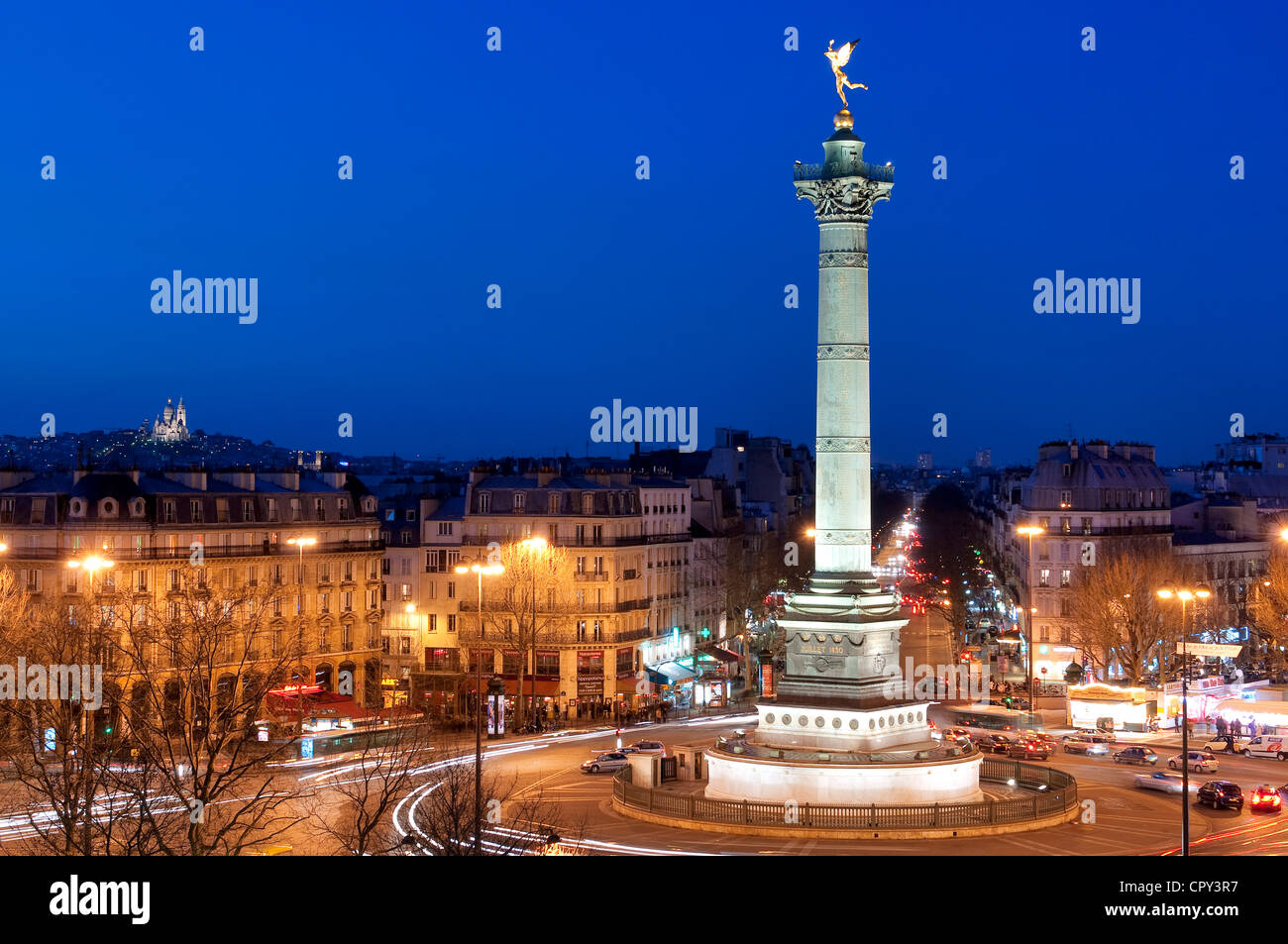 France, Paris, place de la Bastille, la Colonne de Juillet (colonne de Juillet) Banque D'Images