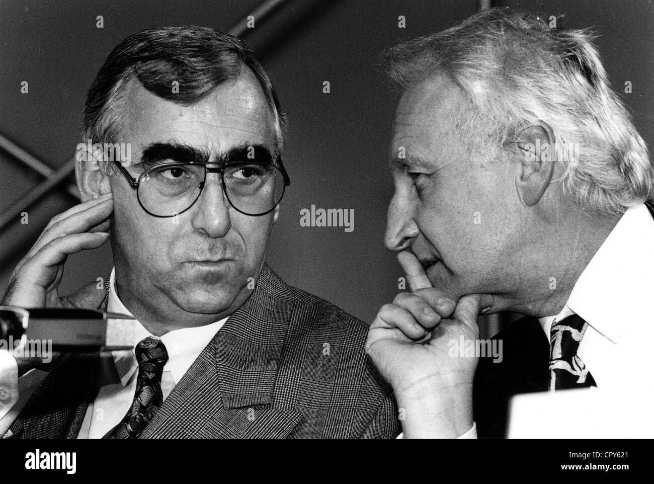Waigel Theo, * 24.4.1939, politicien allemand (CSU), portrait, avec Edmund Stoiber, 1992, Banque D'Images