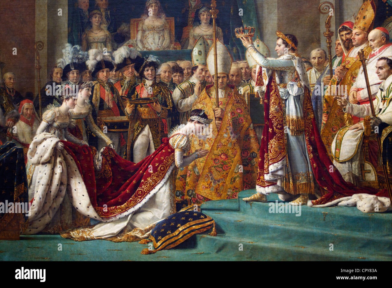 Détail de l'empereur Napoléon au couronnement de l'Impératrice Joséphine à la Cathédrale Notre Dame, 2 décembre 1804 par Louis David Banque D'Images