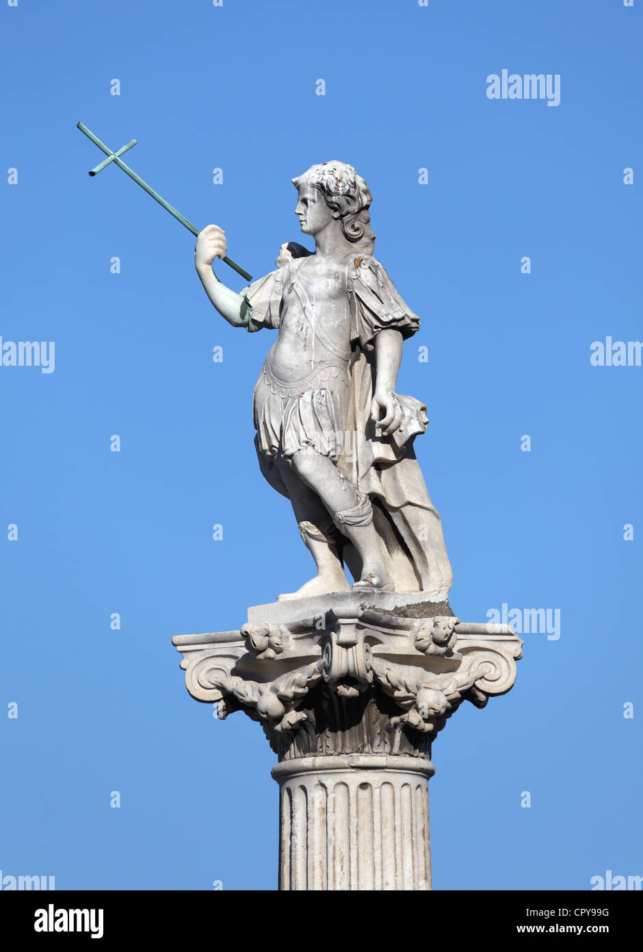 Statue sur la place de la Constitucion à Cadix, Andalousie Espagne Banque D'Images