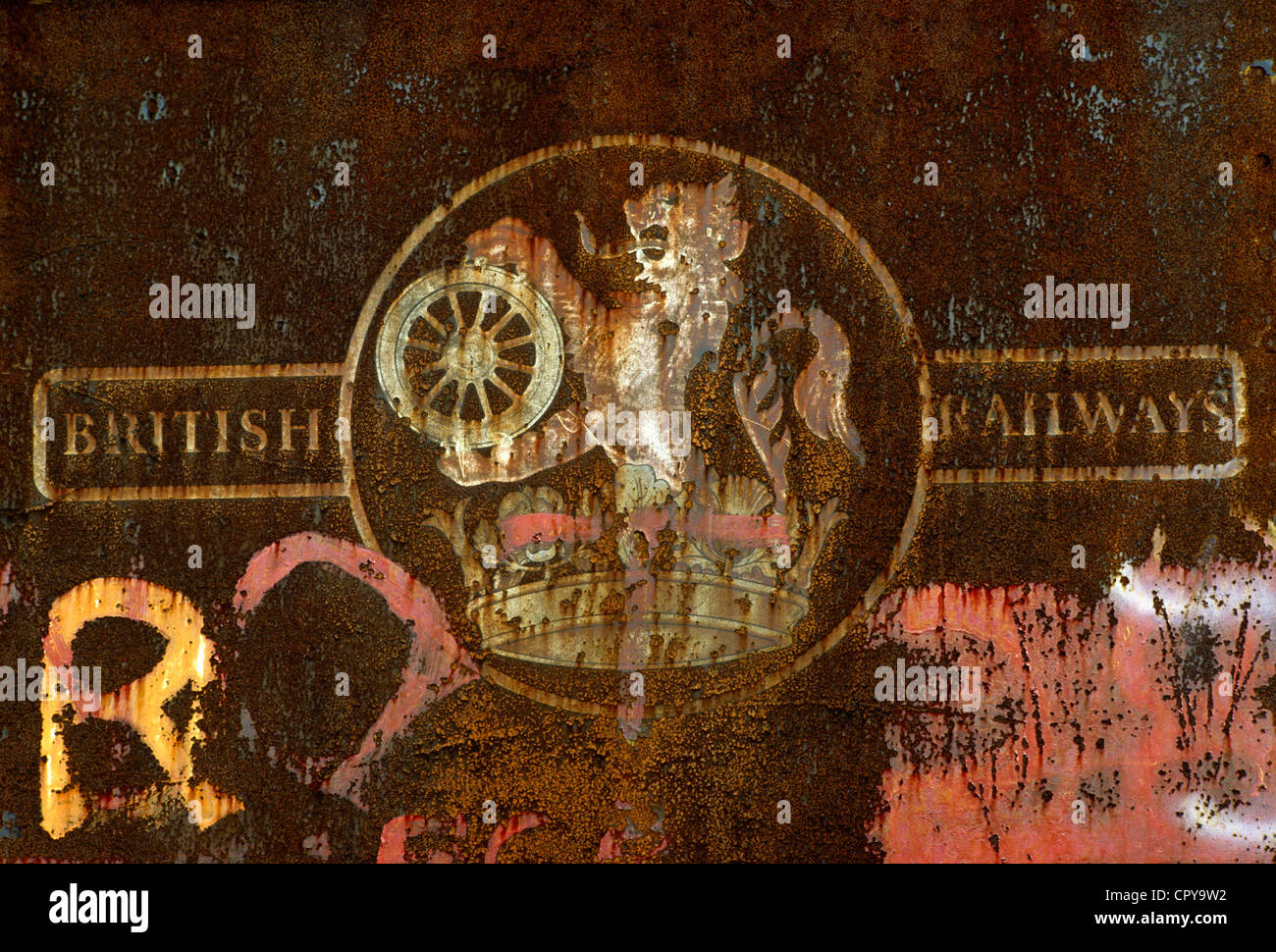 Train à vapeur Barry Cimetière, Nouvelle-Galles du Sud, des années 1980, British Railway Logo Banque D'Images