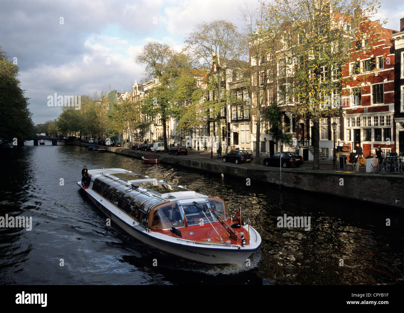 Pays-bas, Amsterdam, rivière en bateau sur les canaux Banque D'Images