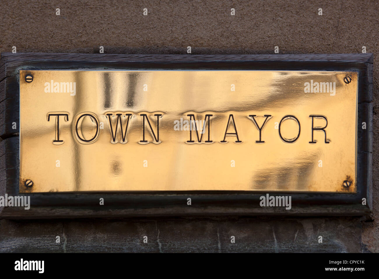 Le maire de Ville plaque en laiton Sign Banque D'Images