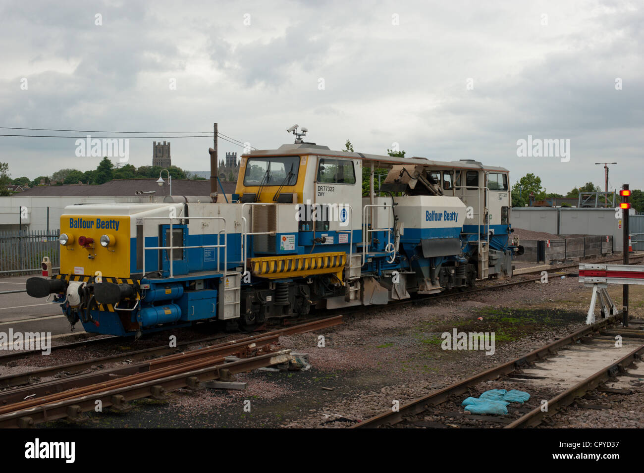 Balfour Beatty se trouve dans la locomotive d'évitement à Ely. Banque D'Images