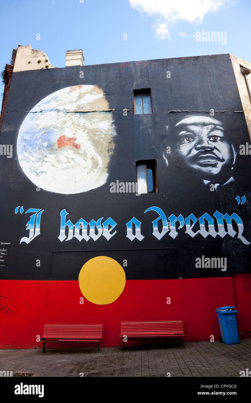 J'ai un rêve, murale, King St, Newtown, Sydney, Australie Banque D'Images