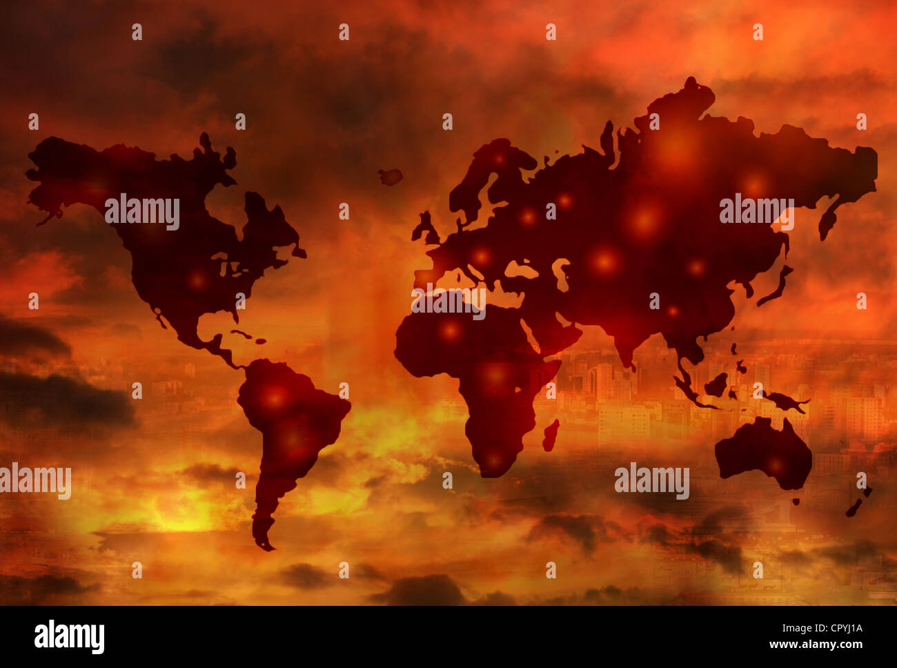 La seconde guerre mondiale sur la carte apocalypse abstract concept créatif Banque D'Images