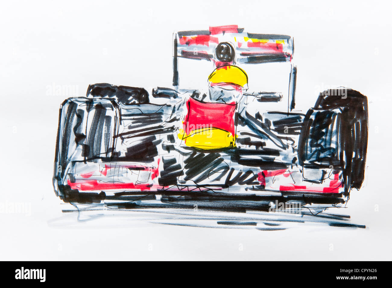 Voiture de formule 1, course, dessin par Gerhard Kraus, Kriftel, Germany Banque D'Images