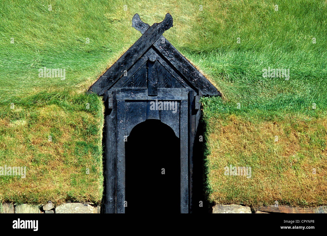Entrée de la tourbe Stoeng ferme, Sud de l'Islande, de l'Europe Banque D'Images