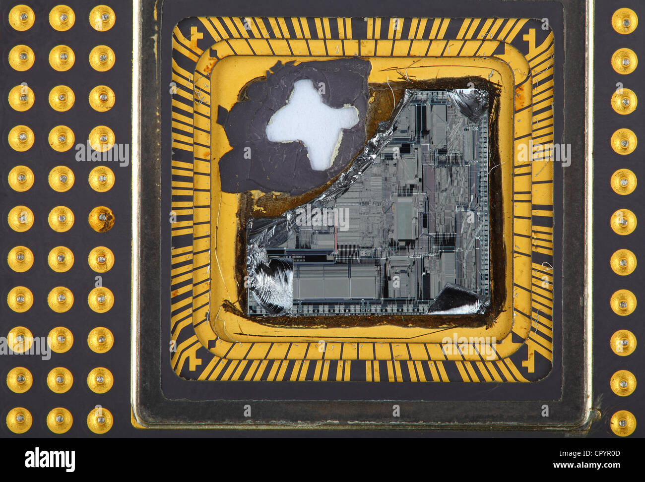 Dégâts sur ordinateur Unité Centrale à une mise au point Banque D'Images