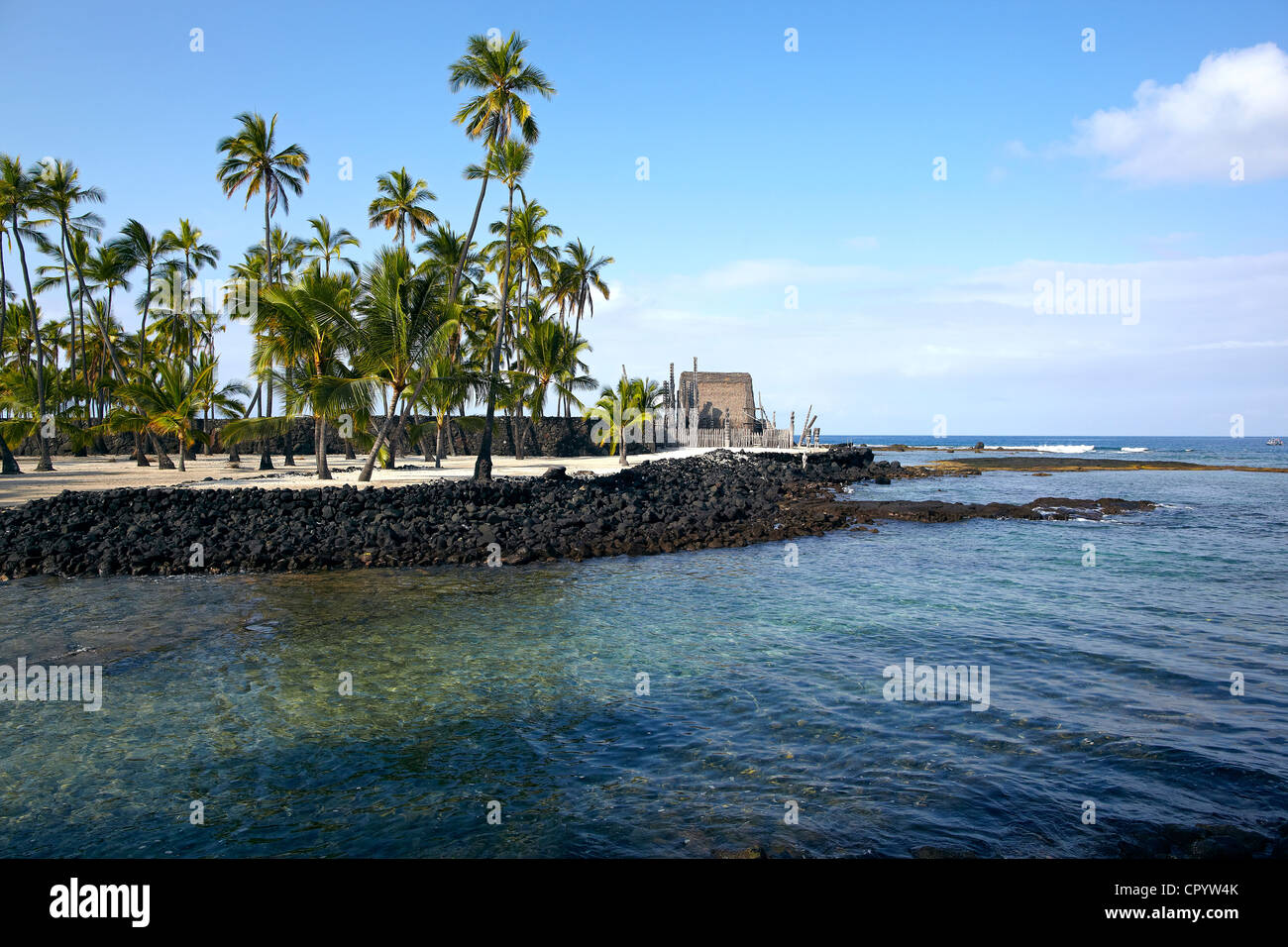 Côte de Kona, Pu'uhonua o Honaunau National Historical Park,, Big Island, Hawaii, USA Banque D'Images