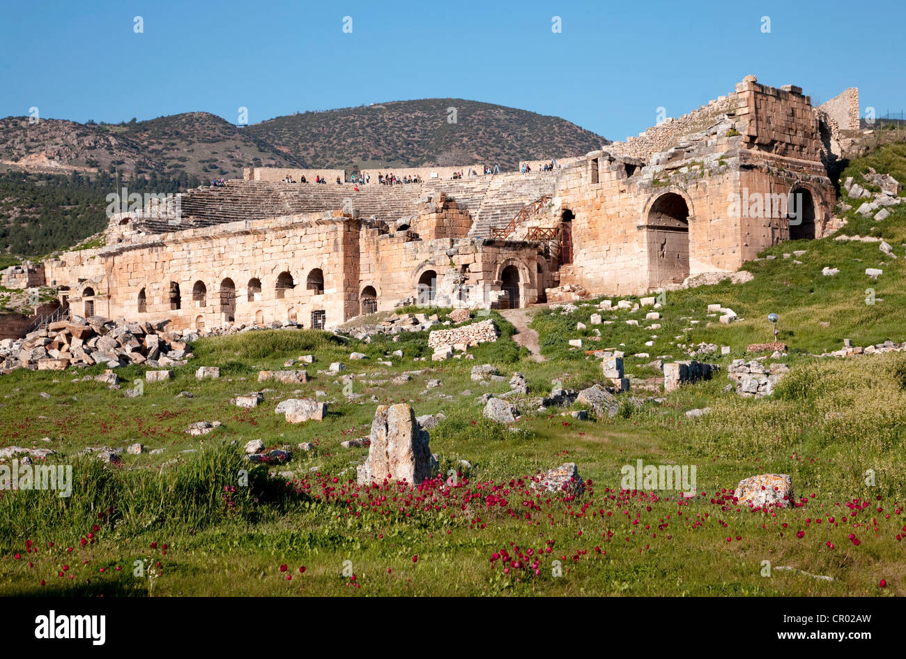 Ruines de l'ancien théâtre à Hiérapolis, patrimoine culturel mondial, la Turquie Banque D'Images