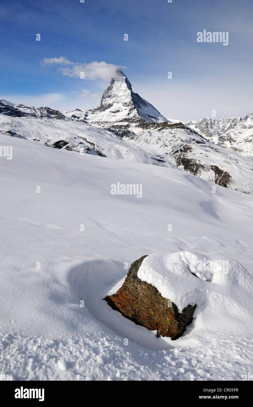 Mt. En hiver, le Mont Cervin Zermatt, Valais, Suisse, Europe Banque D'Images