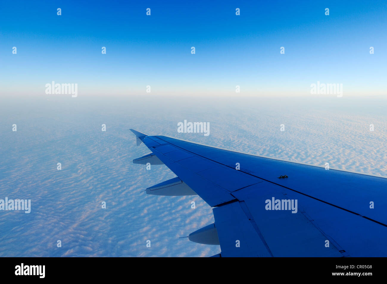 Des ailes d'avion sur une mer de brume, Bâle, Suisse, Europe Banque D'Images