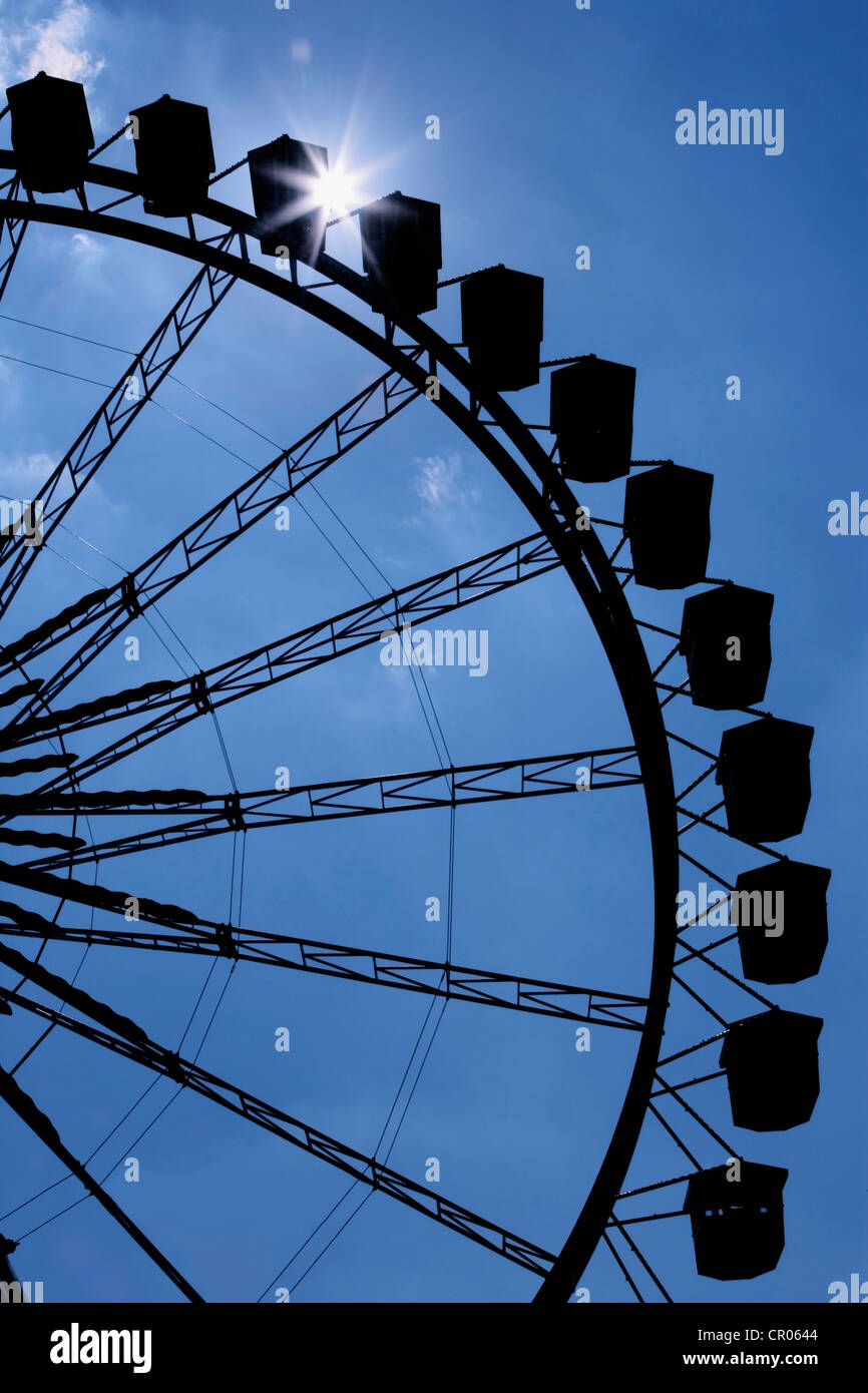 Grande roue, rétroéclairé, l'Oktoberfest, Munich, Bavaria, Germany, Europe Banque D'Images