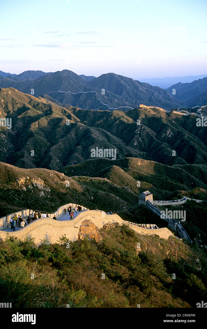 La Chine, la municipalité de Beijing, Changping District, la Grande Muraille de Badaling, inscrite au Patrimoine Mondial de l'UNESCO Banque D'Images