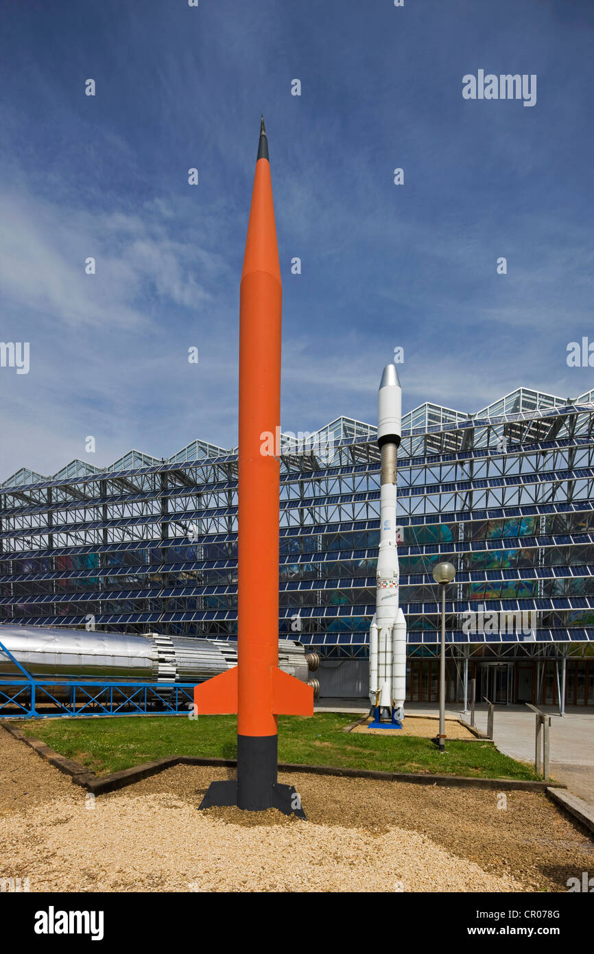 Des fusées dans l'Euro Space Center à Transinne, Luxembourg, Ardennes Belges, Belgique Banque D'Images
