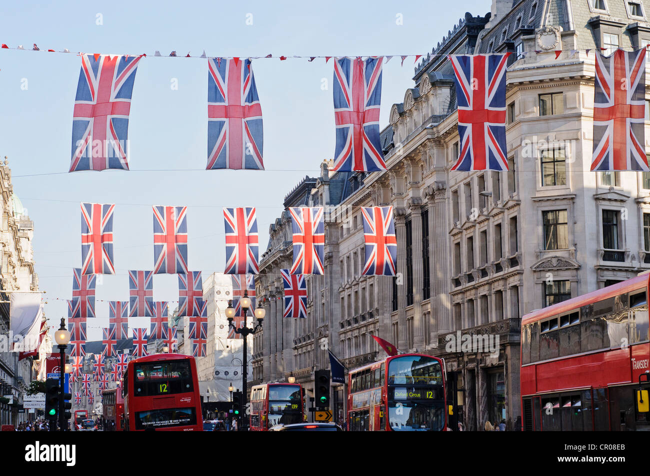 Regent Street, Londres, 27 mai 2012 - Londres est une mer de rouge, blanc et bleu pour célébrer le Jubilé de diamant de la Reine Banque D'Images