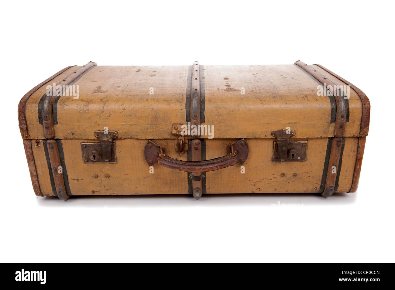 Old vintage suitcase, isolated on white Banque D'Images