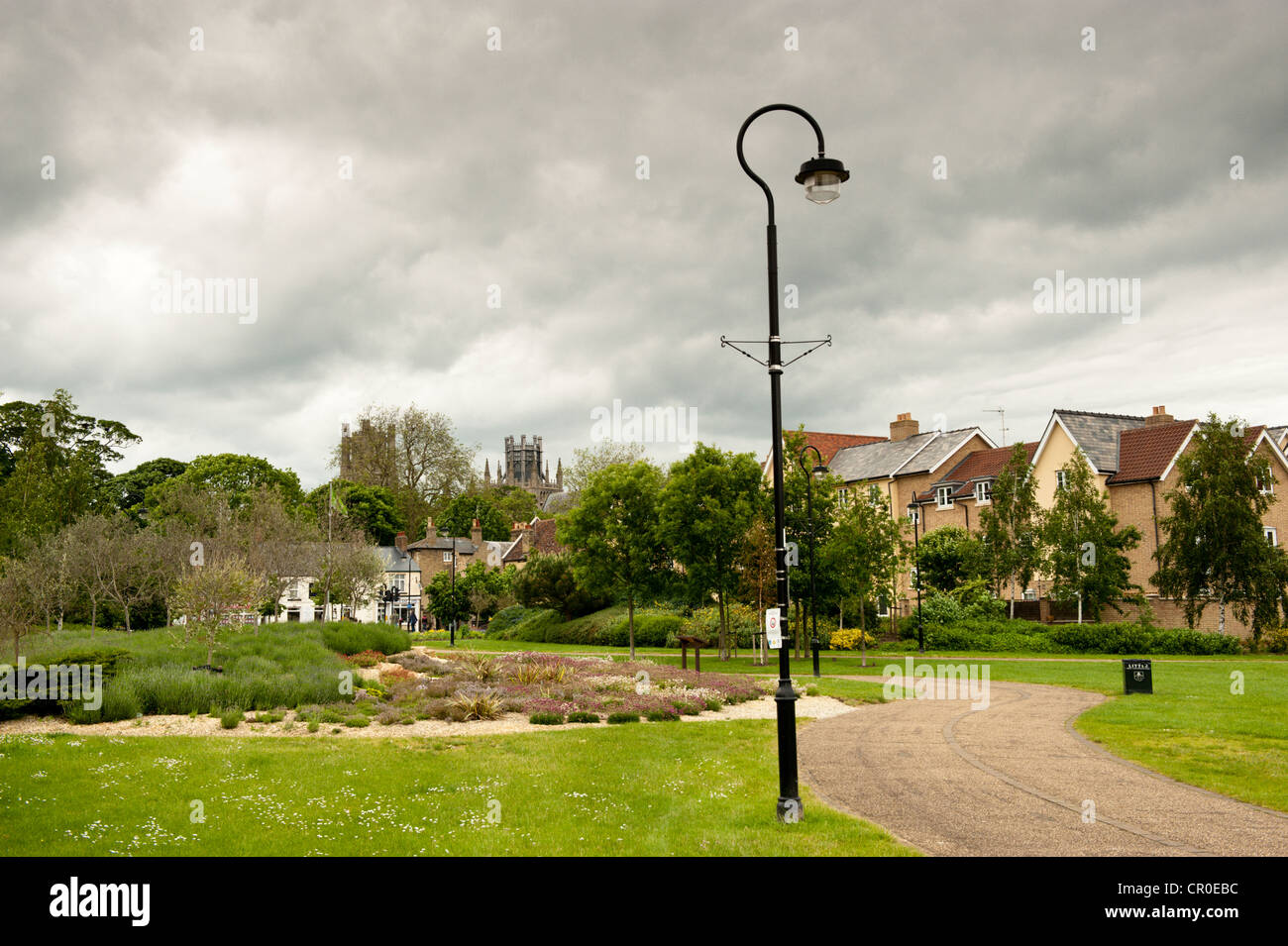 Affichage dans la Jubilee Gardens d'Ely. Banque D'Images