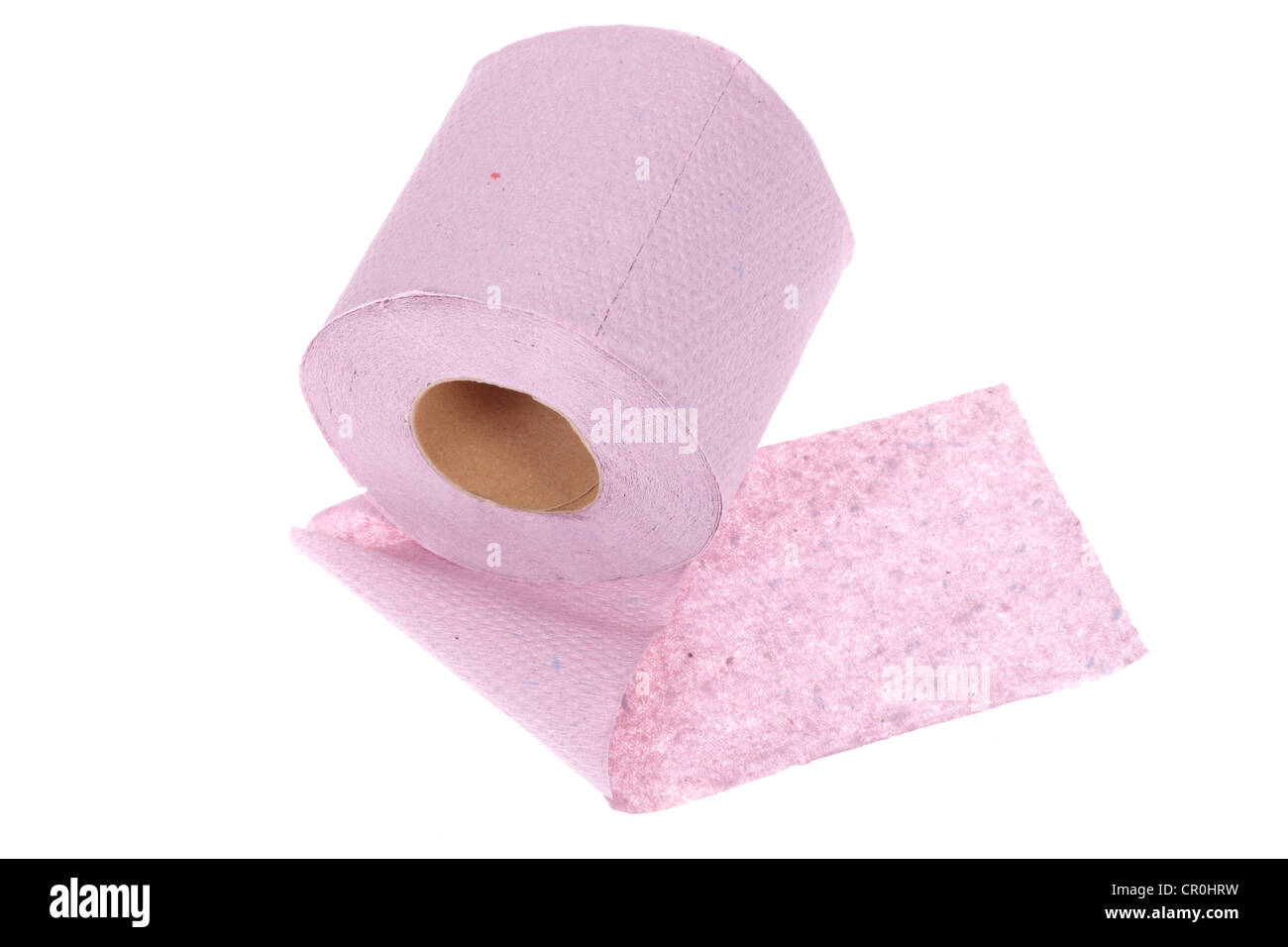 Le rouleau de papier toilette rose, photo sur fond blanc Banque D'Images