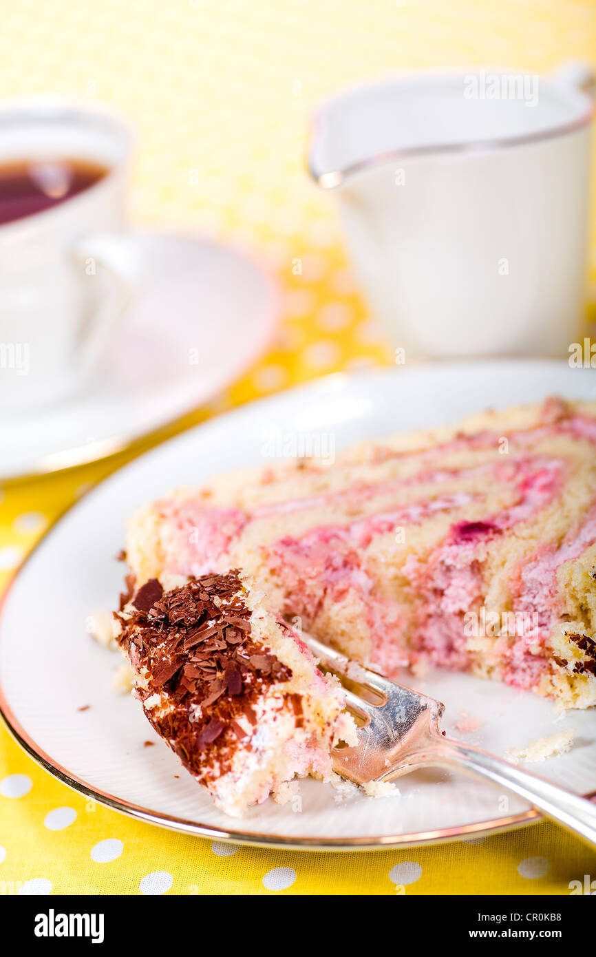 Morceau de gâteau roll Banque D'Images