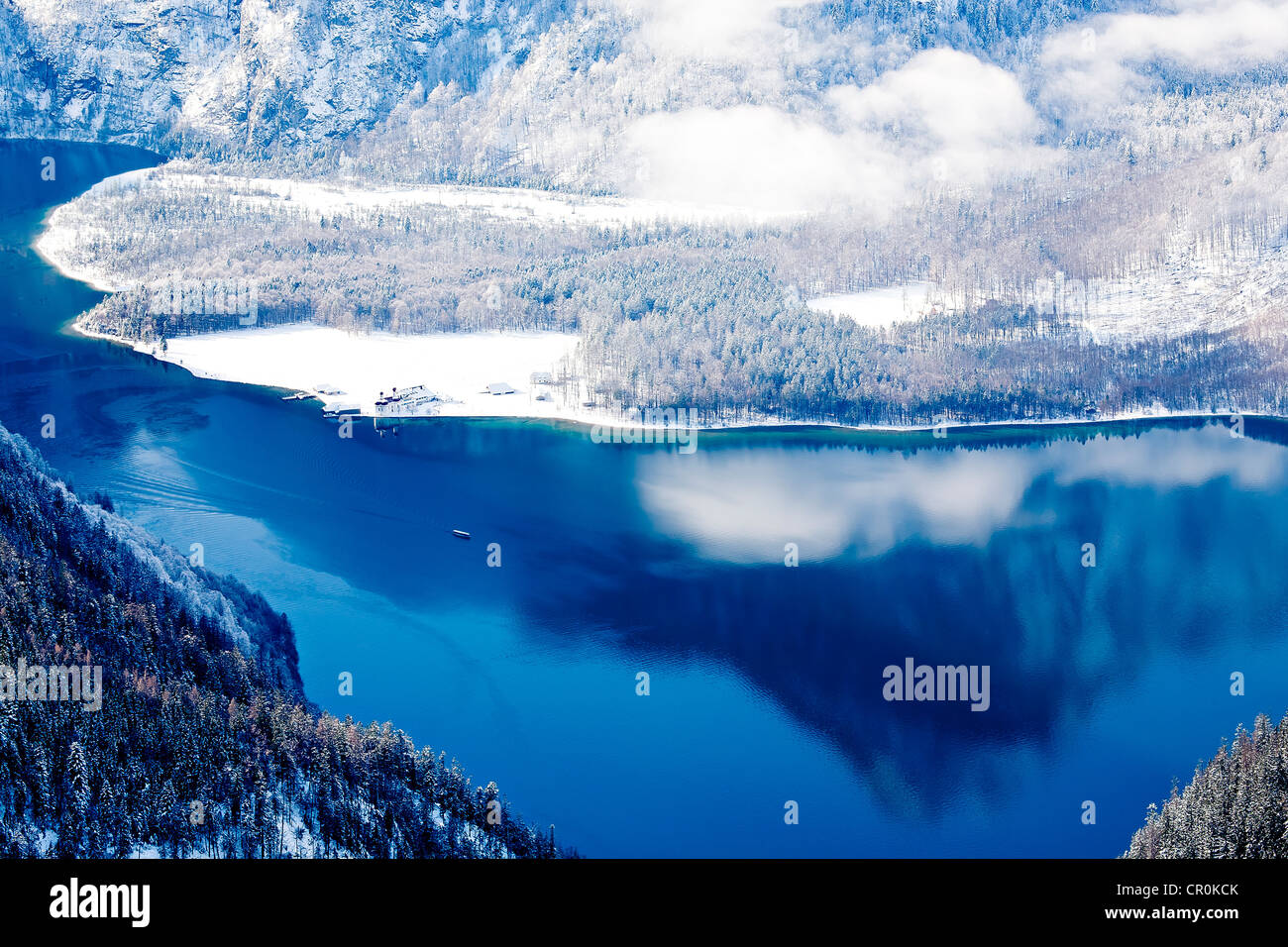 Lac Königssee en hiver, les Alpes, Bavaria, Germany, Europe Banque D'Images