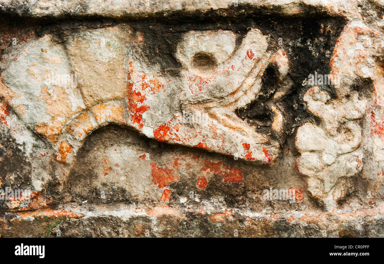 Le Mexique, du Yucatan, Chichen Itza, sculptures mayas Banque D'Images