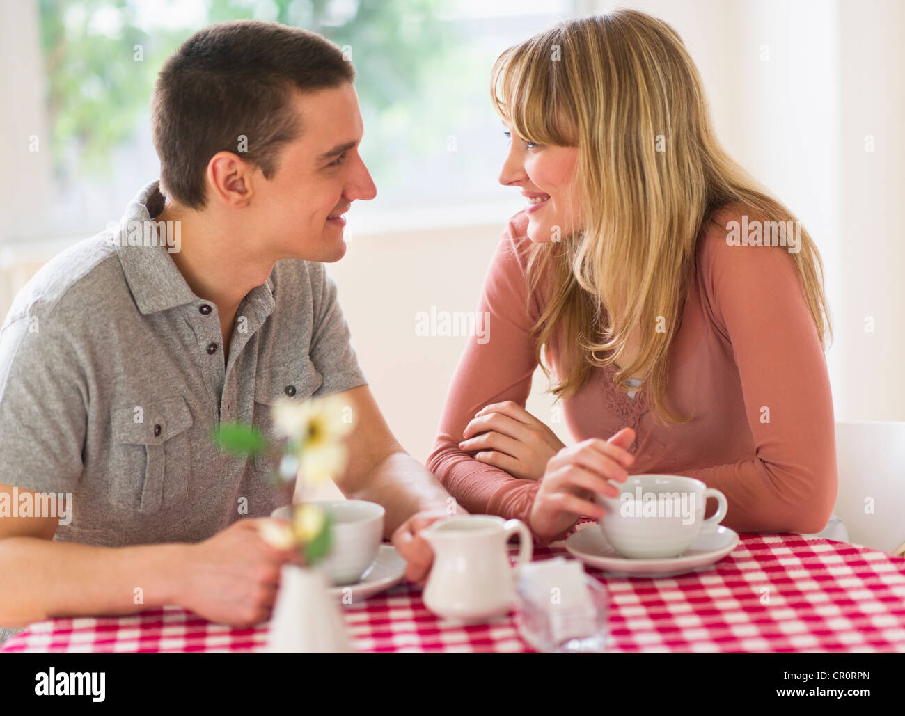 USA, New Jersey, Jersey City, Couple sitting at table Banque D'Images